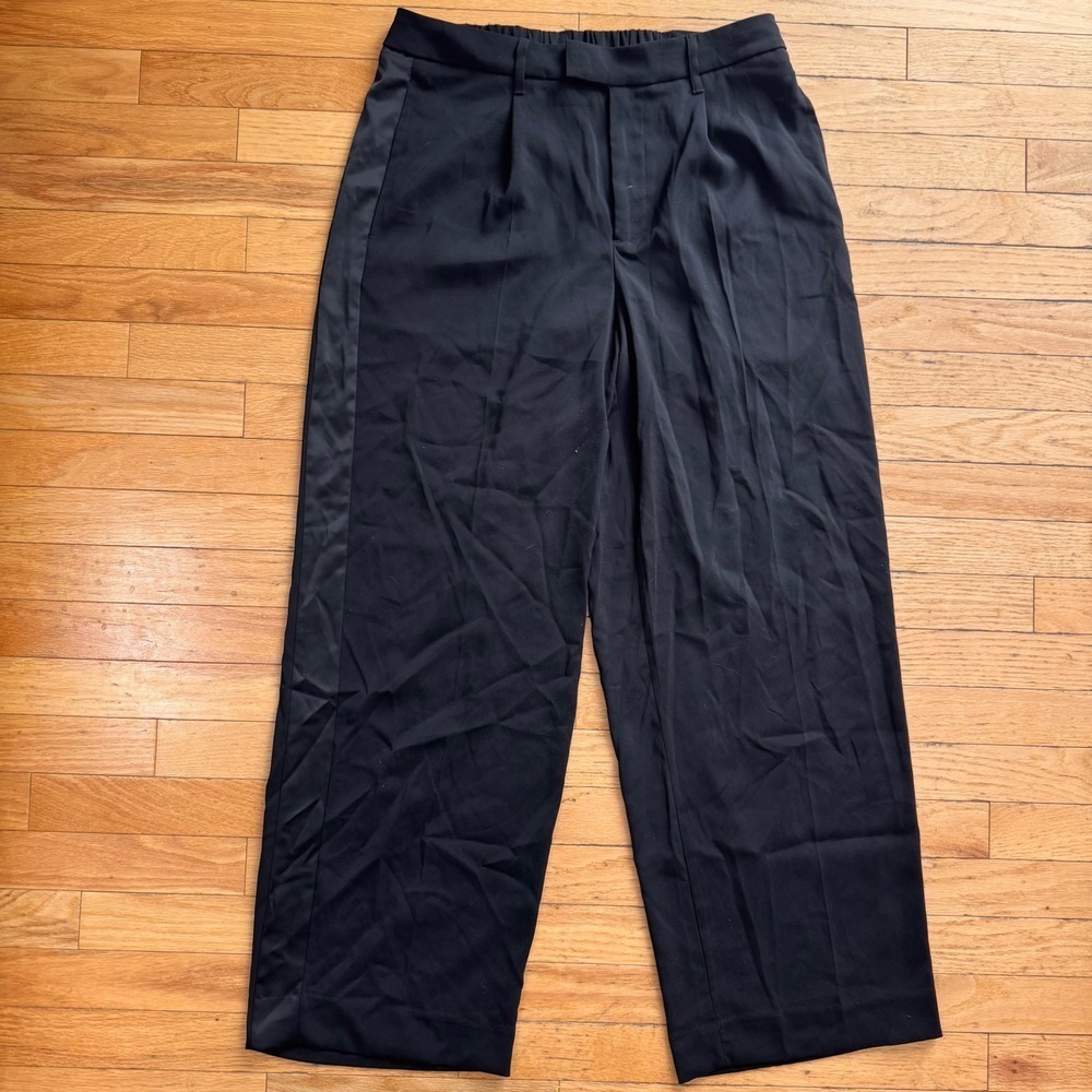 a new day Black Wide-Leg Trousers with Satin Side Stripe